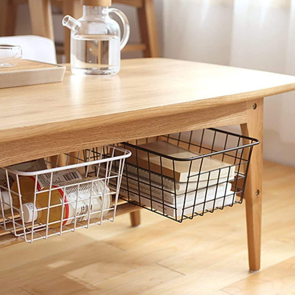 iPEGTOP Wire Storage Freezer Baskets, Set of 2 Large 15.4" Household Metal Organizer Storage Bins Basket for Kitchen Cabinets, Refrigerators, White