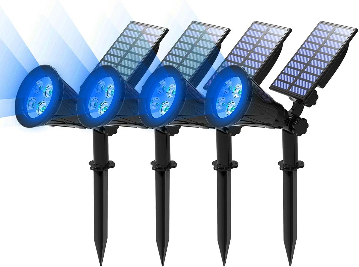 T-SUN Color Changing Solar Spot Lights Outdoor Waterproof, 7 LEDs, 2 Pack | 7 Color Changing Modes, IP65 Waterproof Dusk to Dawn Solar Uplights for Tree, Patio, Yard, Garden, Driveway, Pool Area