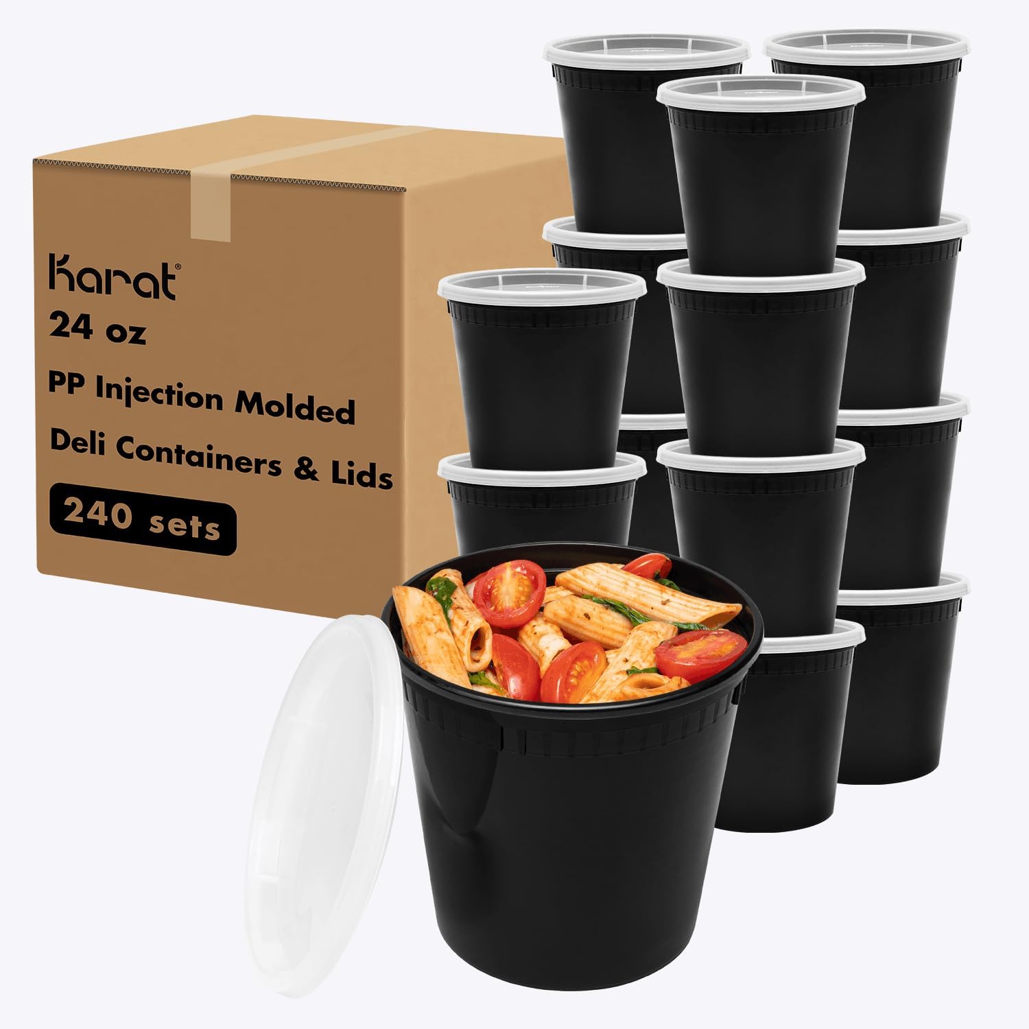 Karat [32oz - 240 ct] Clear PP Injection Molded Round Deli Containers with Lids (FP-IMDC32-PP)