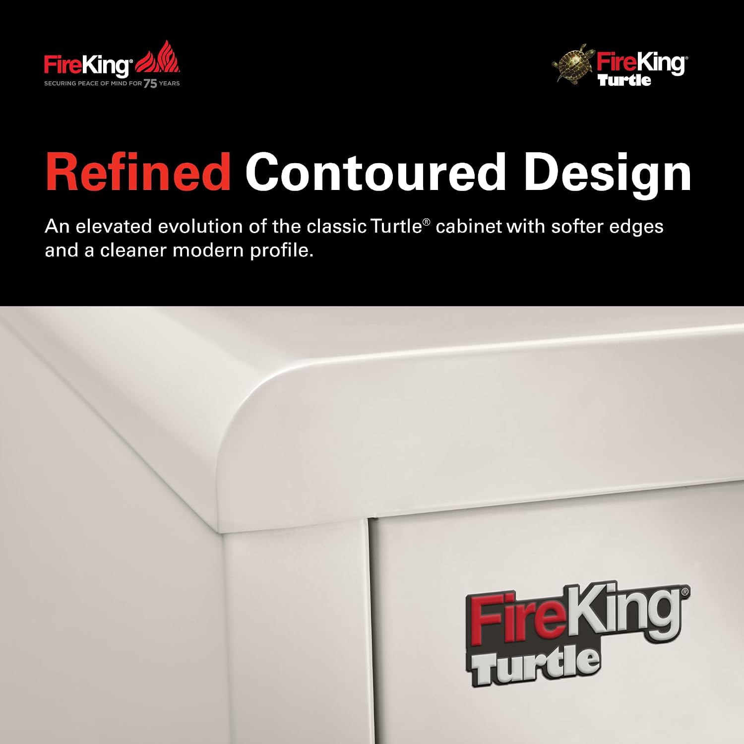 FireKing Turtle Vertical 2 Drawer Fire Rated File Cabinet, Black | 1 Hour Fire Rated Filing Cabinet - UL Class 350 - Water Resistant - Key Lock - Made in USA