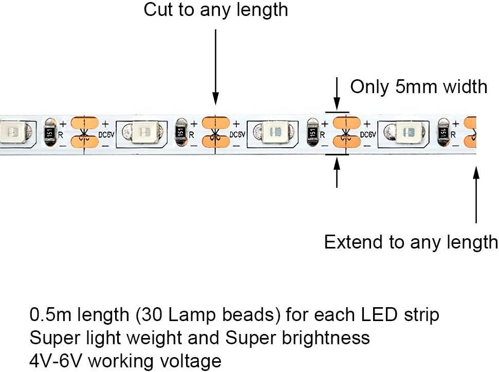 Remote Controlled LED Light Strip for RC Fixed Wing Airplane Flying Wing Plane AR Wing Drone Model Car Truck