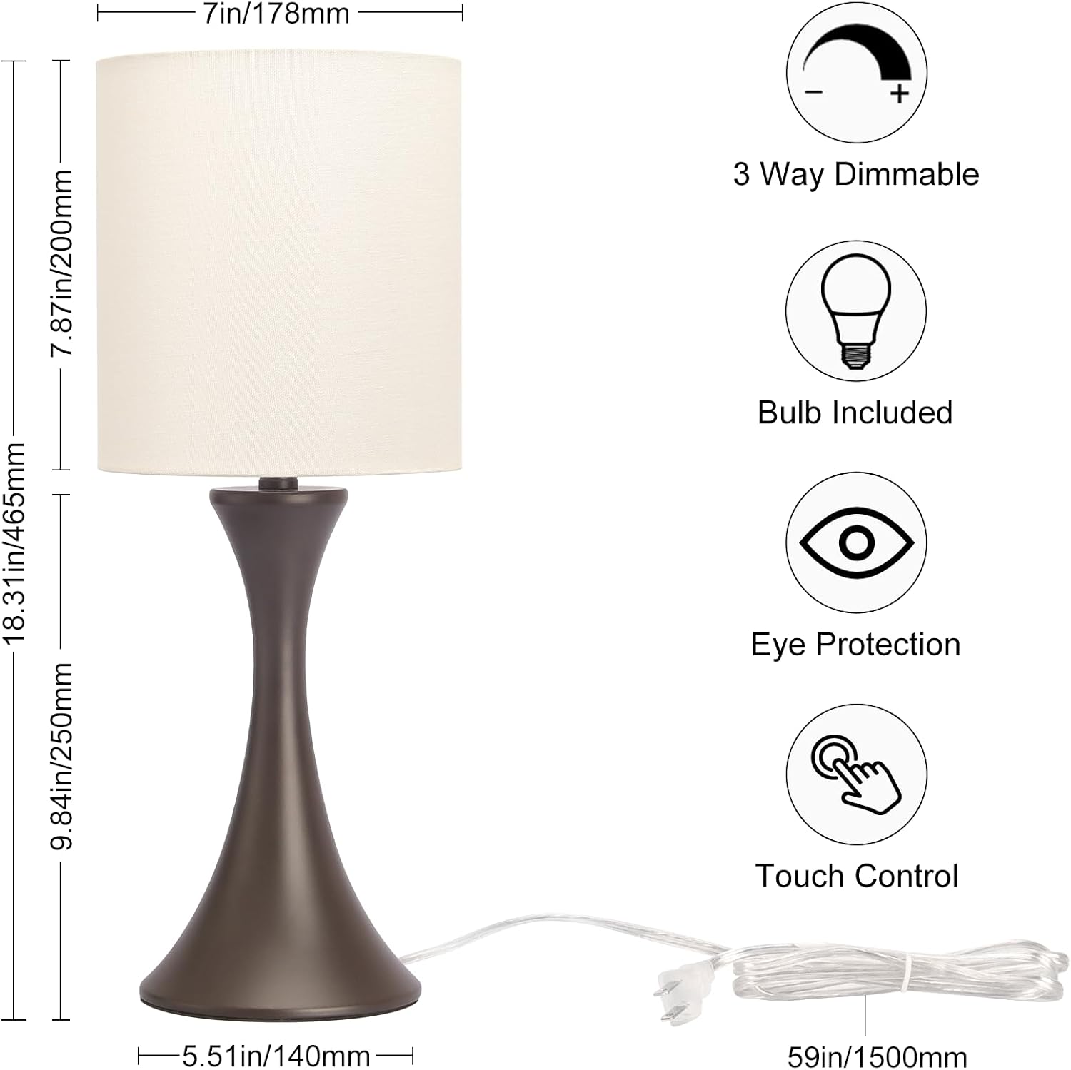 3 Way Touch Control Table Lamp
