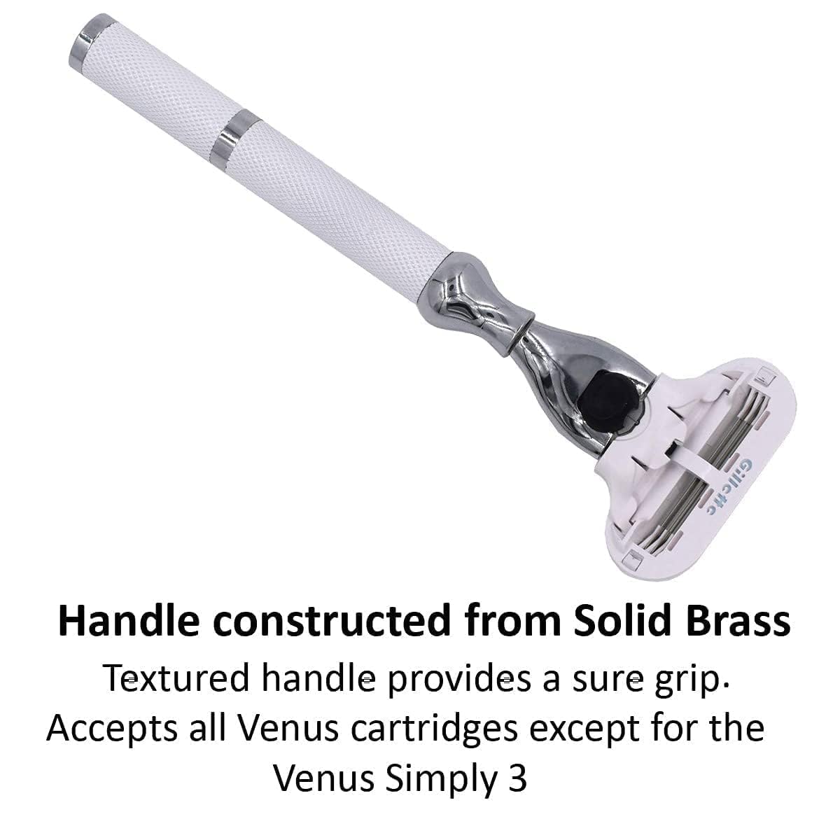Parker Women's Gillette Venus Compatible Razor, Textured Brass Handle