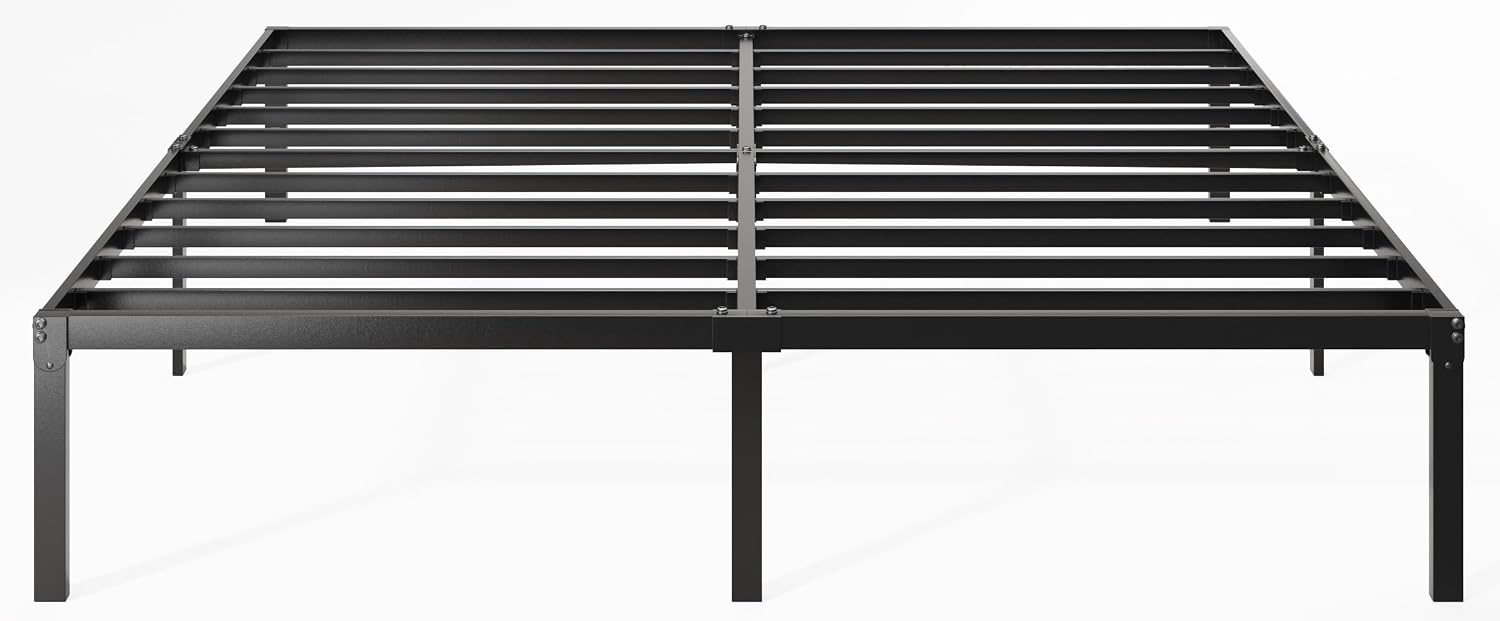 Allewie Full Size Bed Frame, 14 inch Metal Platform Beds with Storage Space, No Box Spring Needed and Easy Assembly, White
