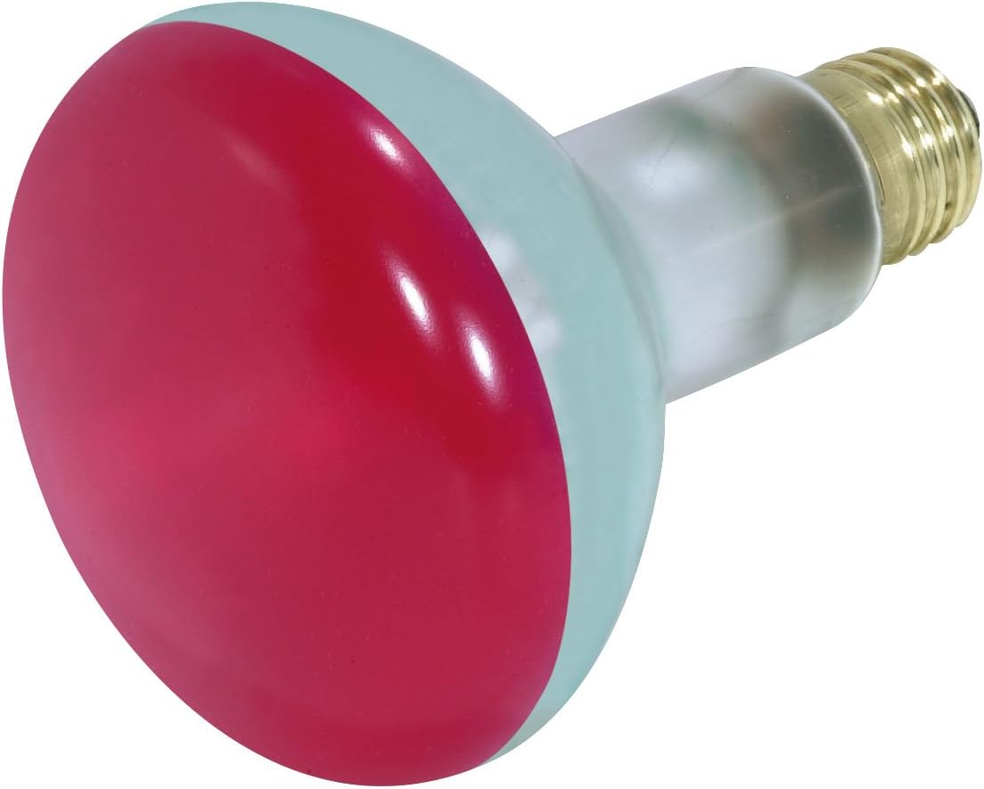 Satco S4424 100 Watt BR38 Incandescent 120 Volt Medium Base Light Bulb, Red