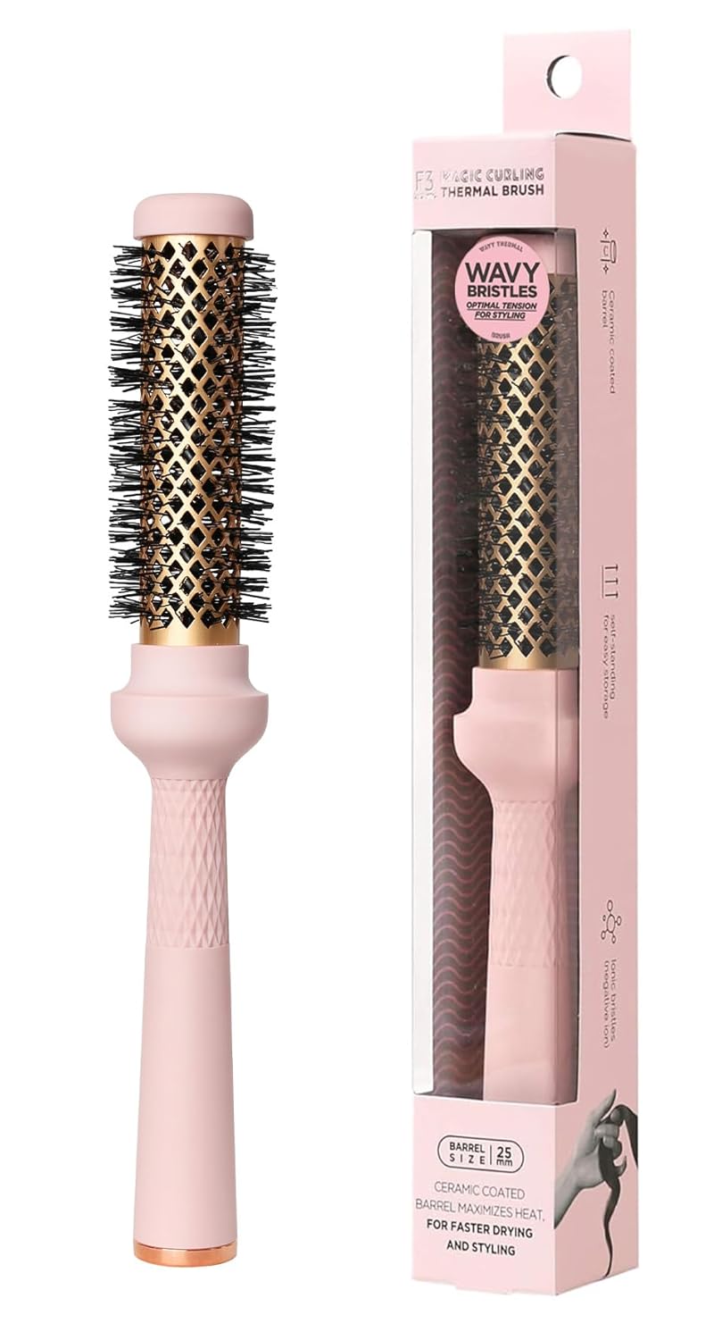 Magic Curling Round Brush (1 Inch) - Non-electronic, Self-Standing Round Brush, Great Blowout, Ceramic Coated Barrel, Quick Styling