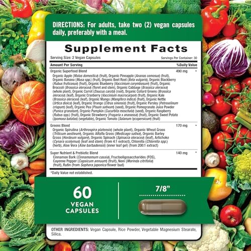 Nature's Truth Super Fruits and Veggies | 60 Vegan Capsules