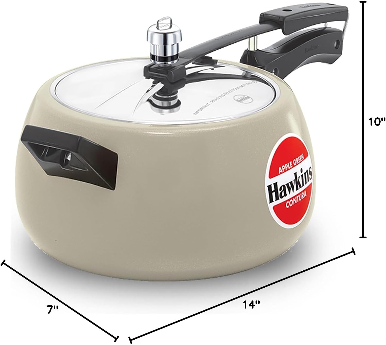 Hawkins 5 Litre Contura Pressure Cooker, Ceramic Coated Handi Inner Lid Cooker, Tomato Red (CTR50)
