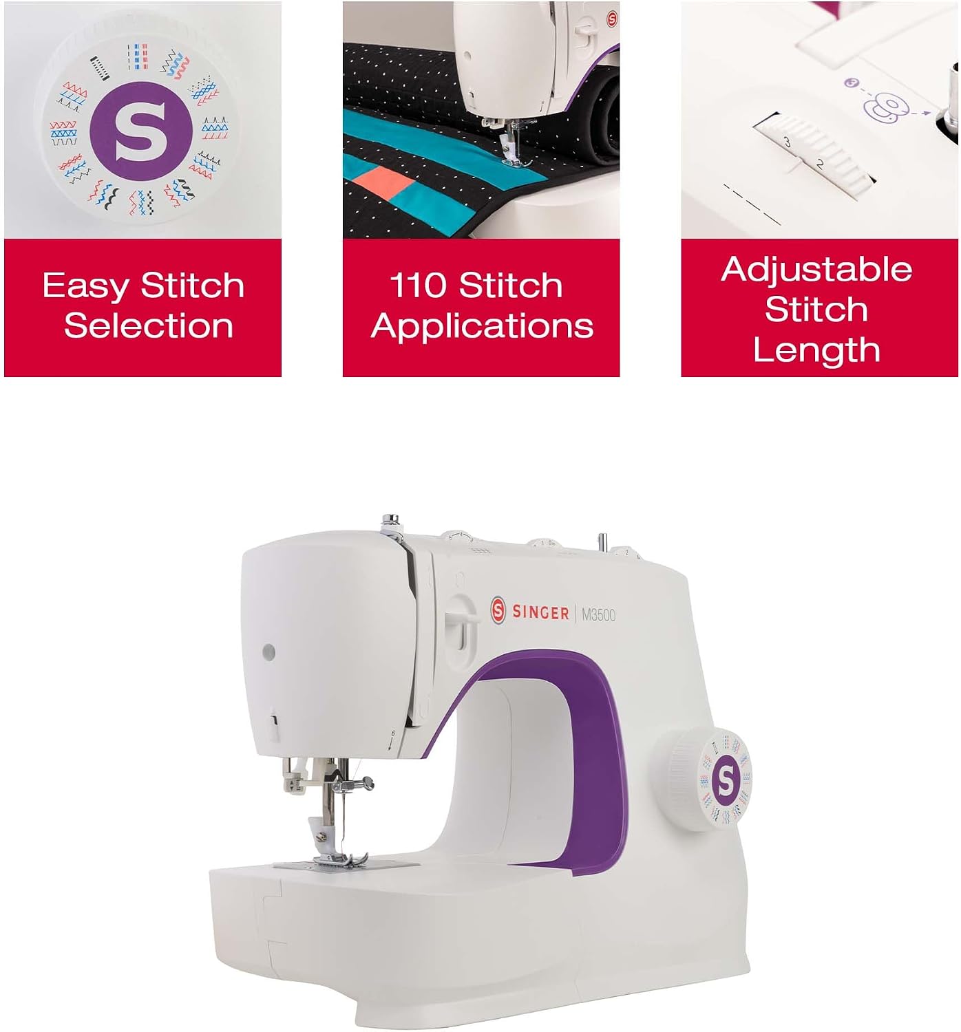 SINGER® M3500 Lightweight Portable Sewing Machine with Accessory Kit