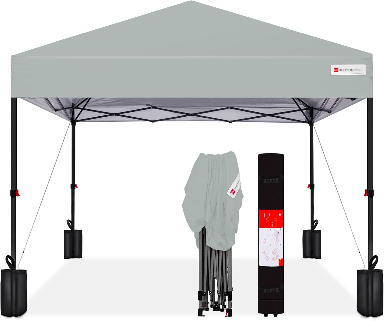 Best Choice Products 10x10ft Pop Up Canopy Tent, Outdoor Shade, 1 Person 1 Minute Set Up, Carry Case, 4 Weight Bags - White