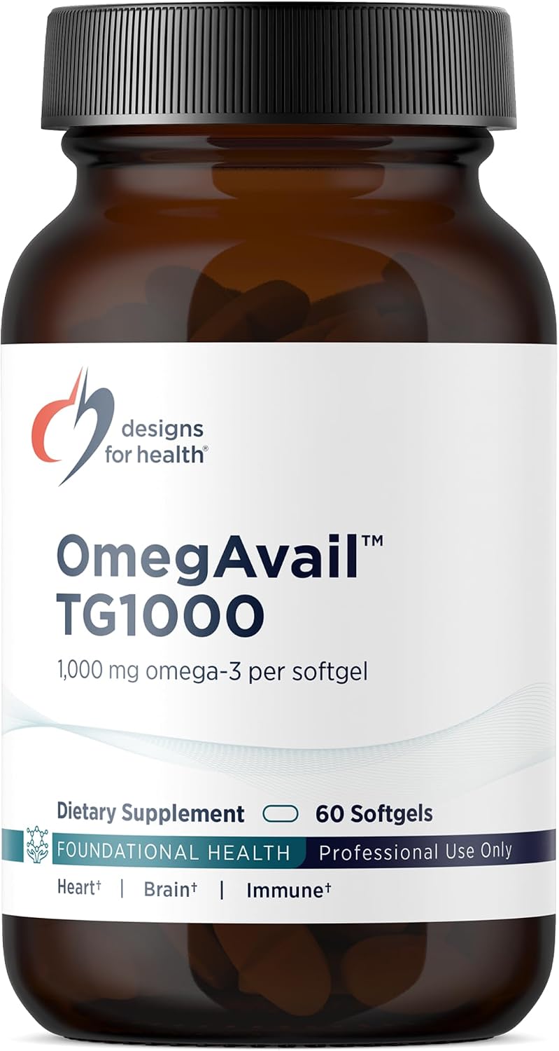 Designs for Health OmegAvail TG1000 - TG (Triglyceride) Fish Oil Supplement with EPA/DHA - Highly Concentrated 1000mg Omega-3 Per Softgel - Natural