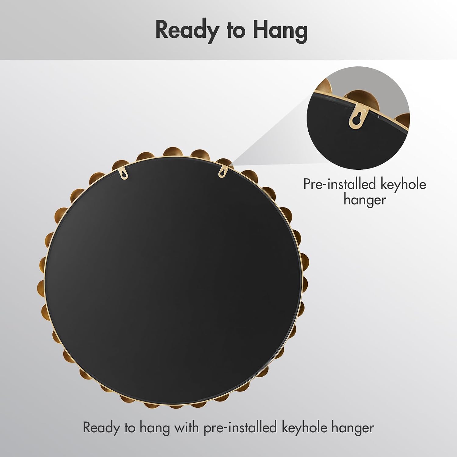 Madison Park Round Mirror, Metal Frame Circle Mirror 27 inch, Wall Art Decor Mounted Hanging for Entryway, Bathroom, hallway, Living Room, Vanity