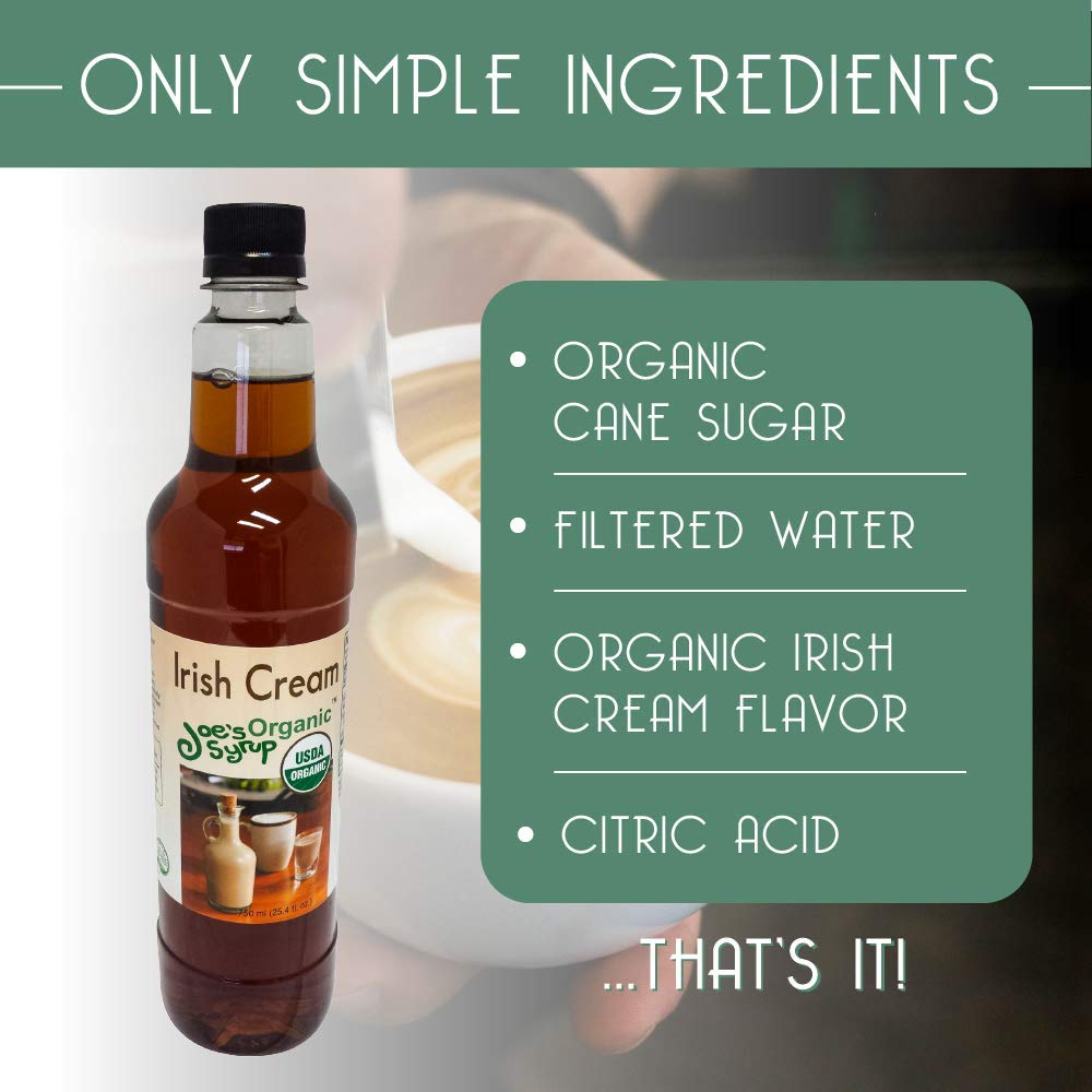 Joe’s Syrup Organic Flavored Syrup, Organic Strawberry, 750 ml | Vegan, gluten-free, Non-GMO, no HFCS; for cocktails & desserts