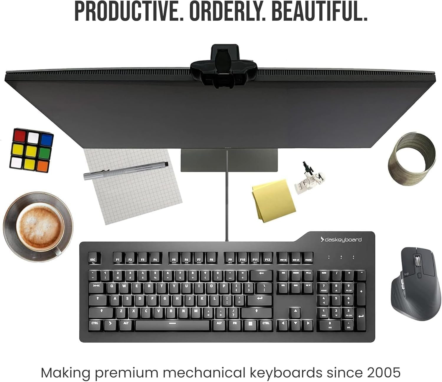 Das Keyboard 4 Professional Wired Mechanical Keyboard, Cherry MX Brown Mechanical Switches, 2-Port USB 3.0 Hub, Volume Knob, Aluminum Top (104 Keys, Black)