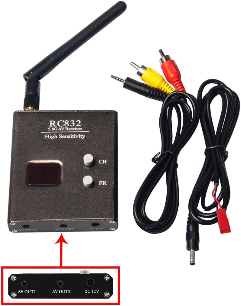 WR832 5.8GHz 40CH Wireless FPV Audio Video Receiver for Racing Drone and Multicopter