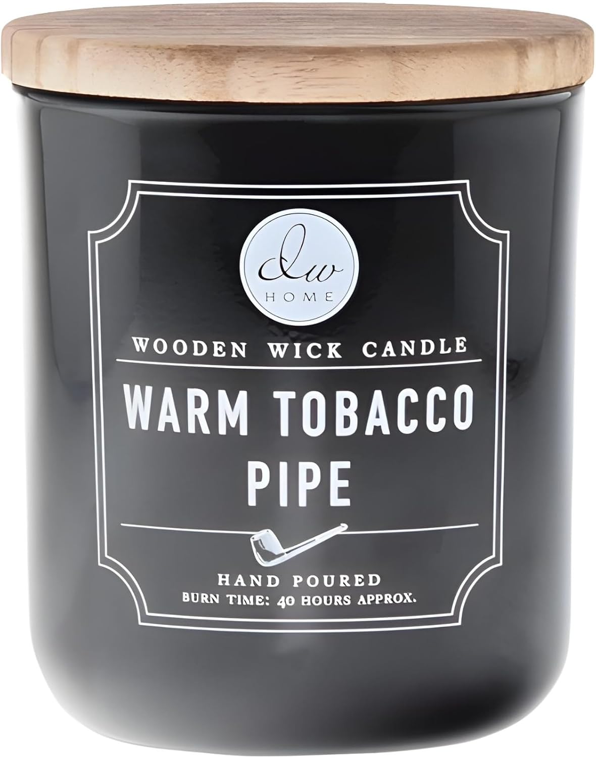 DW Home Warm Tobacco Pipe Scented Candles, 15 oz Large Double Wick Jar, Up to 56 Hour Burn Time, Strong Long Lasting Woodsy Fragrance, Gifts for Men & Women
