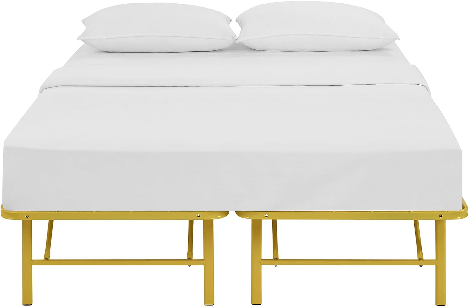 Modway Horizon Queen Bed Frame In Gray - Replaces Box Spring - Folding Metal Mattress Bed Frame