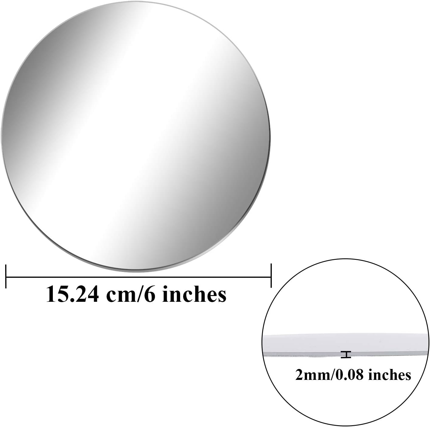 Aneco Acrylic Round Mirrors Non Glass Round Mirror Plate Self Adhesive Mirror Stickers for Home Wall Decor or Wedding Table Centerpiece