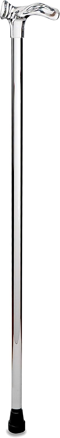 Elegant Lucite Clear Cane with Palm Contour Grip Handle for the the Right Hand - 250lbs Limit - Deluxe Comfort Walking Stick for Seniors, Adults