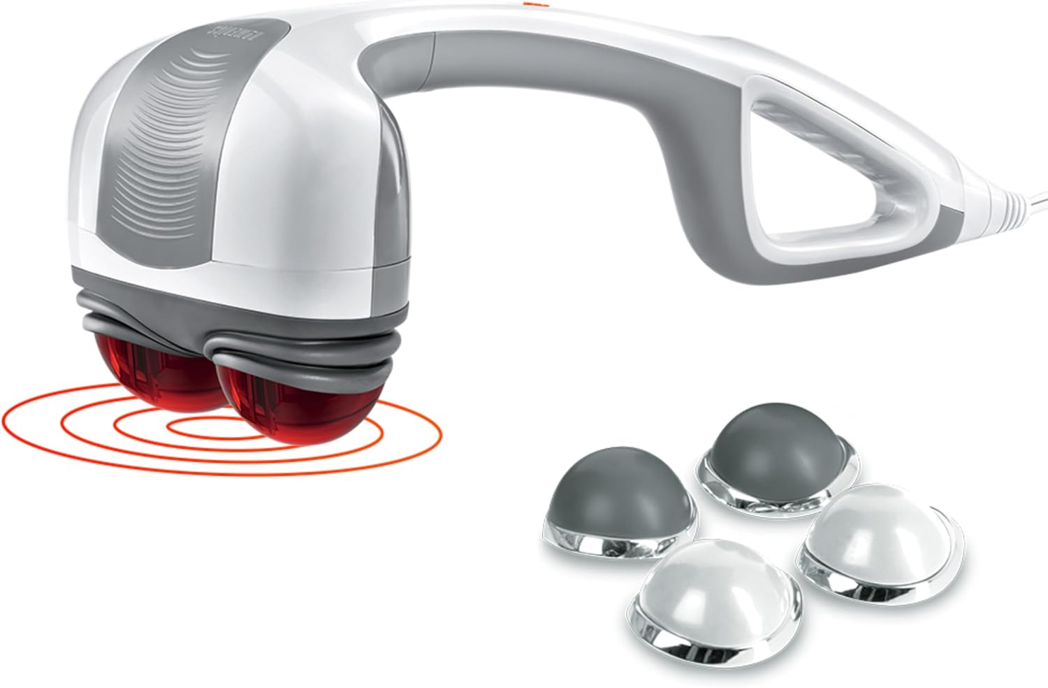 Homedics Back Massager Heated Automatic Percussion Body Massager | with Dual Pivoting Heads, for Back, Body and Neck Massage, Interchangeable Nodes