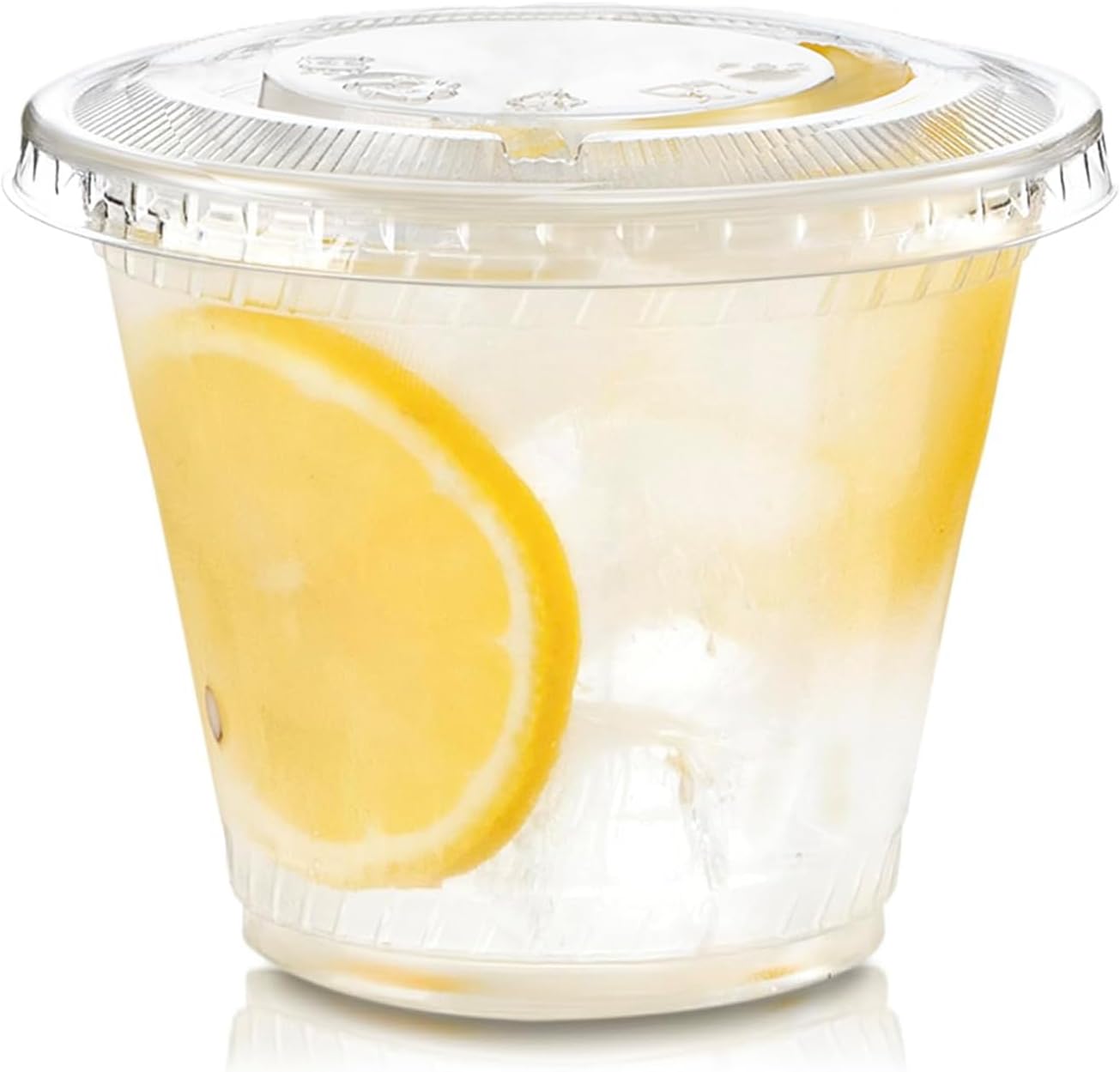 Fit Meal Prep 100 Pack 16 oz Clear Plastic Cups with Flat Lids, Disposable Iced Coffee Cups, BPA Free Premium Crystal Smoothie Cup for Party, Lemonade Stand, Cold Drinks, Juice, Milkshake