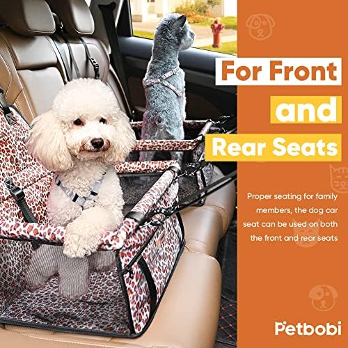 Petbobi Dog Car Seat for Small Dogs and Cats up to 15 lbs, Portable Booster | Pink, Water-resistant Oxford fabric, PVC Tubes, Folds Flat, Clip-on Leash Keeps Pups Secure and Drivers Focused