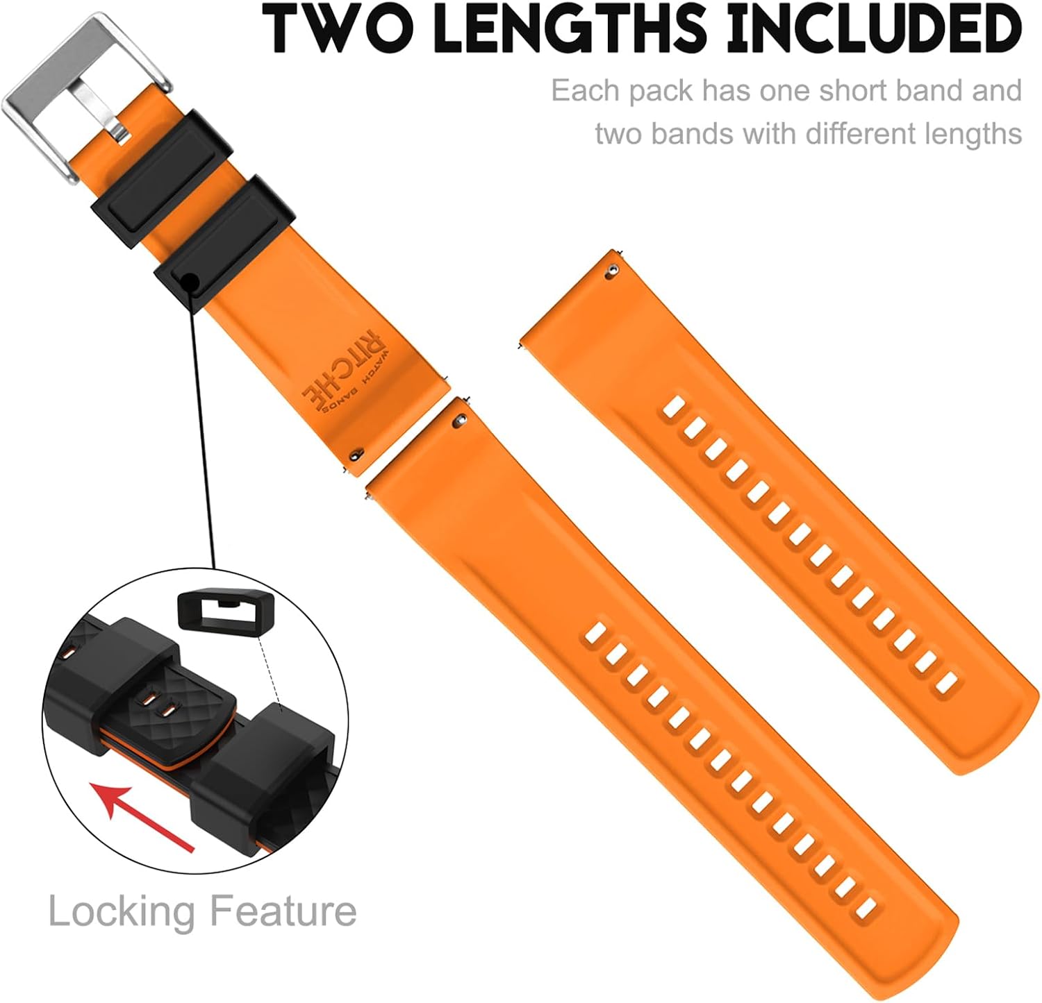 Ritche Christmas Gift Silicone Watch Bands 18mm 20mm 22mm 24mm Quick Release Rubber Watch Bands for Men, White Elephant Gifts