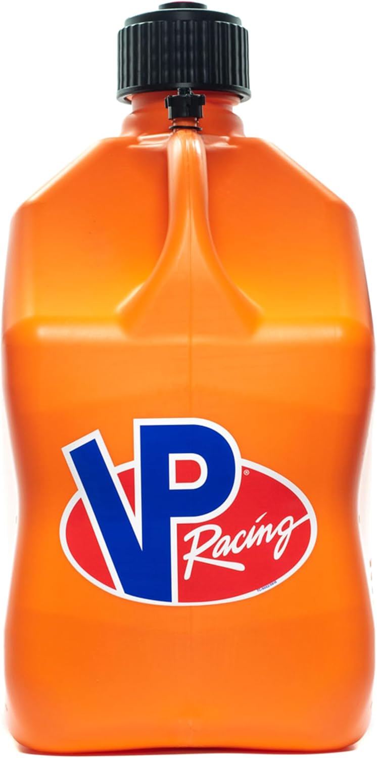 VP Racing 3572-CA, 5.5 Gallon Square motorsport Jug Orange with 2 Deluxe Filler Hoses (2 Pack)