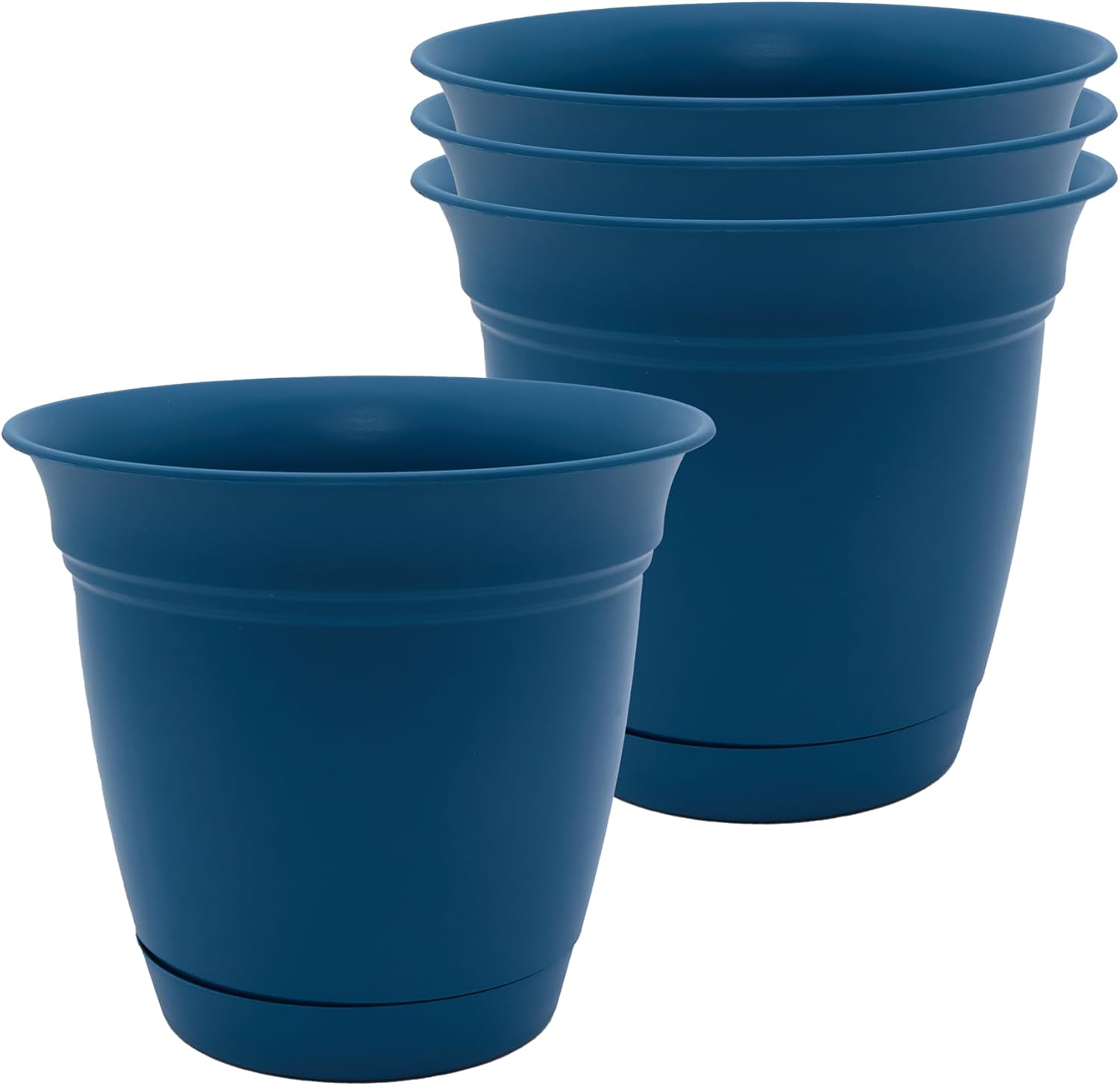 The HC Companies Eclipse Round Planter with Saucer - Outdoor & Indoor Plant Pot with Drainage Holes - Lightweight