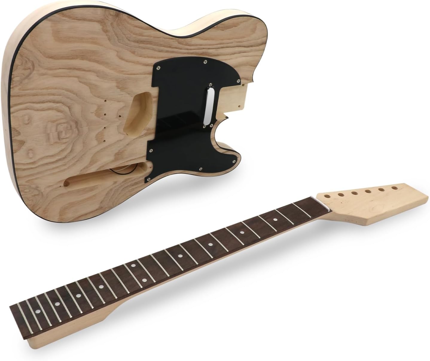 DIY Electric Guitar Kit Beginner Kit TL Style 6 String Right Hand | Basswood Body with Ash Burl Top, Hard Maple Neck, Rosewood Fretboard