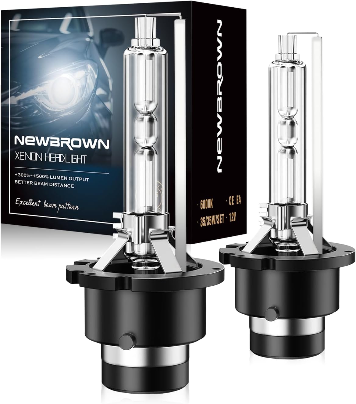 NEWBROWN H11 Headlight Bulb Halogen 5000K Super White Light Long Life Replacement PGJ19-2 12V/55W (H11, 2 Pack)