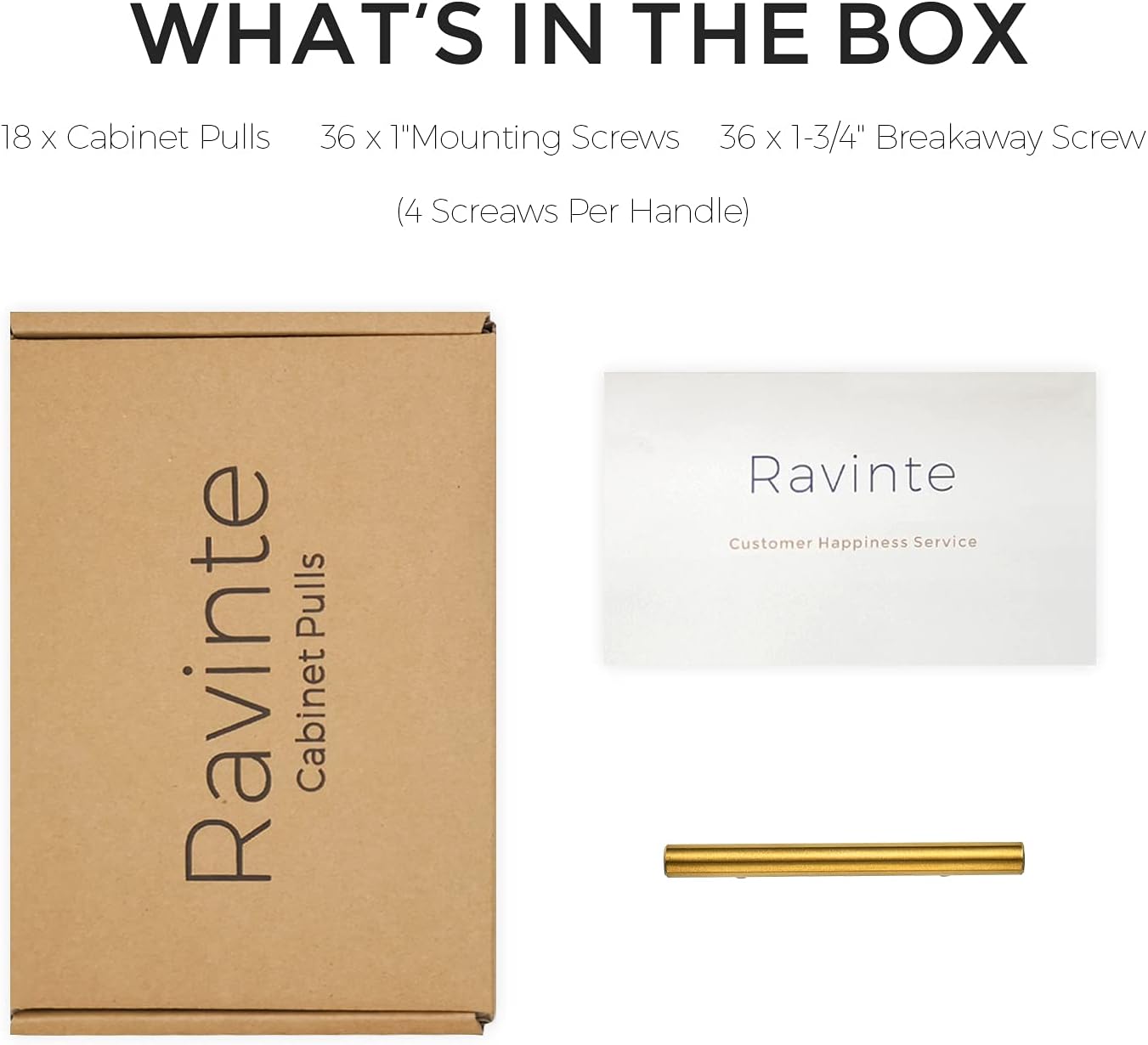 Ravinte Cabinet Handles,5" Length,3" Hole Center,Brushed Brass,30 Pack