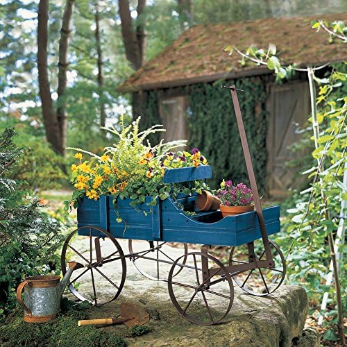 Collections Etc Amish Wagon Decorative Indoor/Outdoor Garden Backyard Planter, Red | Country Red, fir (wood)