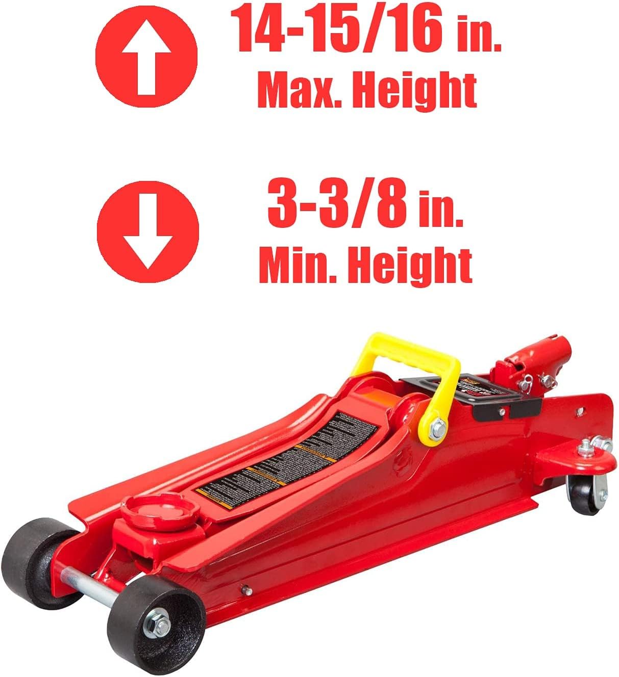 BIG RED AT84007R Torin Hydraulic Low Profile Service/Floor Jack with Dual Piston Quick Lift Pump, 4 Ton (8,000 lb) Capacity, Red