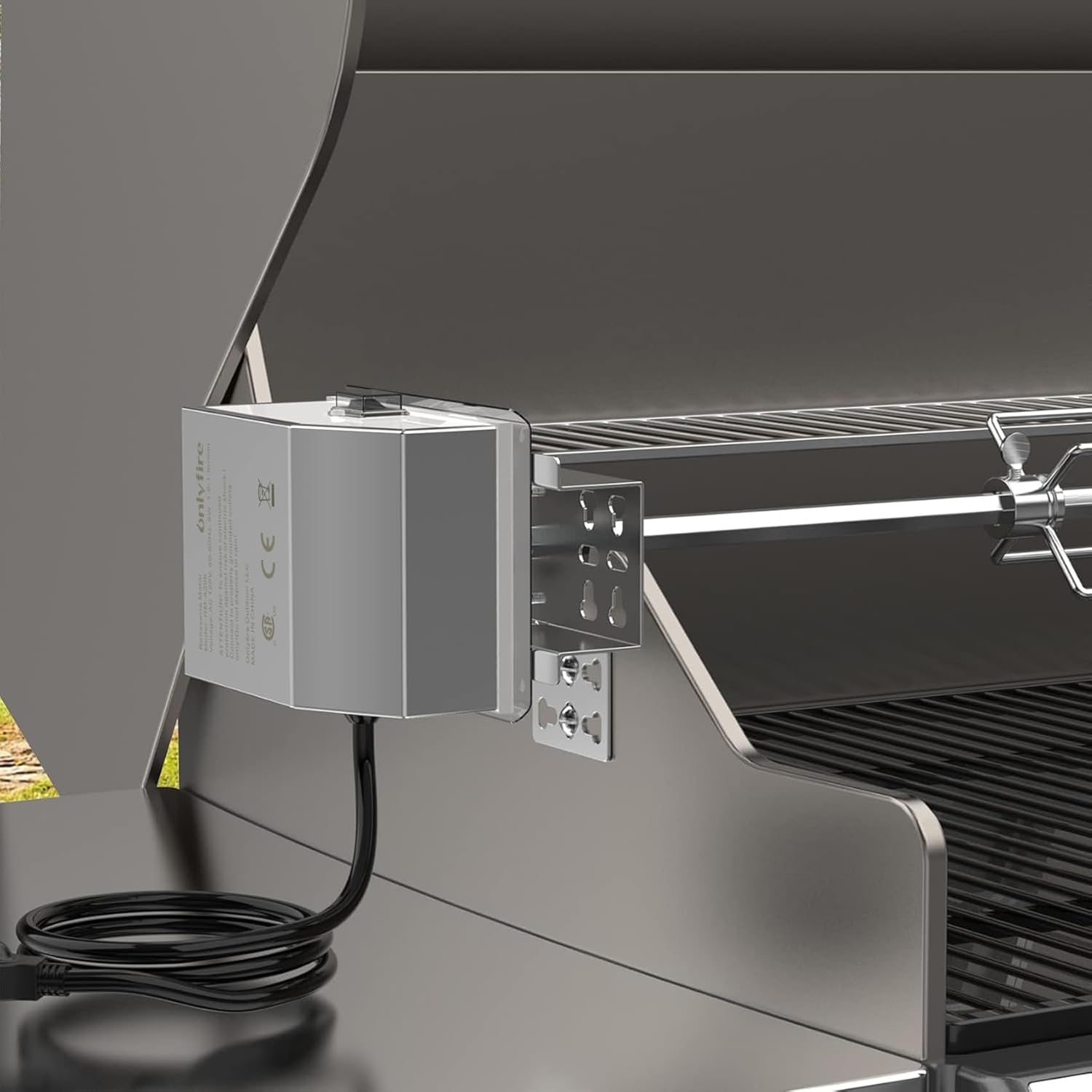 onlyfire Universal Grill Rotisserie Kit, 45"-53" x 1/2" Hexagon Spit Rod | For Most Gas Grills, For Outdoor Cooking