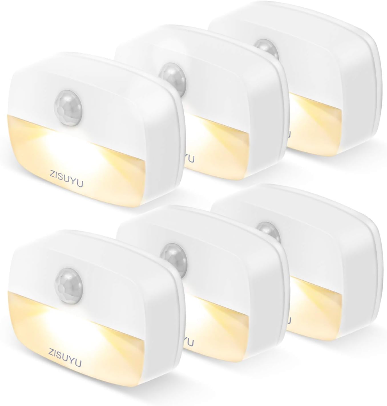 ZISUYU 6-Pack Mini Motion Sensor Night Light Indoor Battery Operated