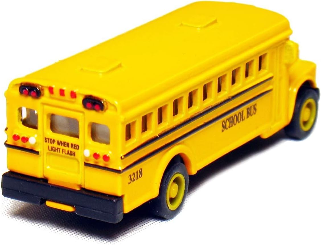 🚌 KiNSFUN Classic Long Nose School Bus 2½" Die Cast Metal w/ Pull Back Action 12 Pack