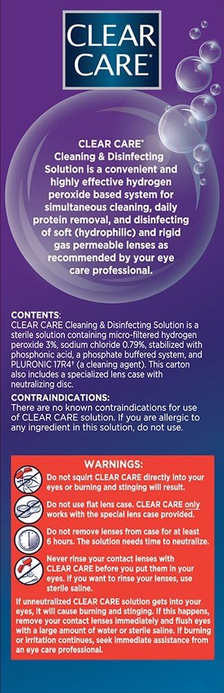 CLEAR CARE Cleaning & Disinfecting Contact Lens Solution, 12 Fl Oz, 2 Pack