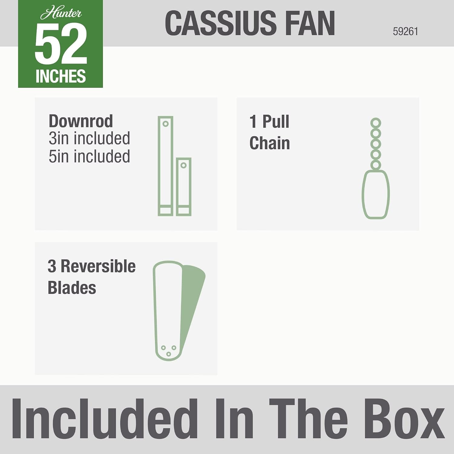 Hunter Cassius, Outdoor or Indoor, Ceiling Fan, 44 inch, Matte Black