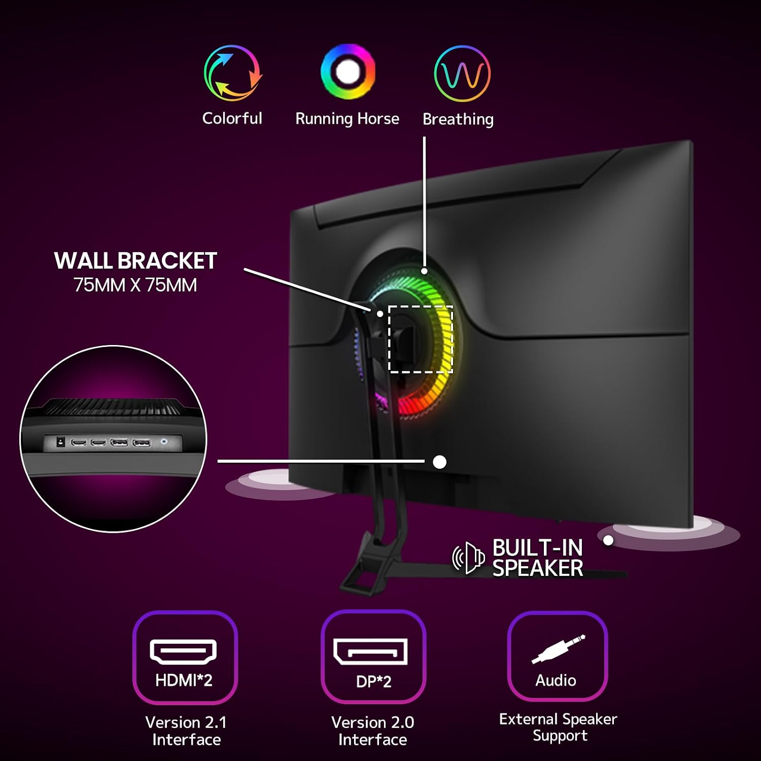 CRUA 34 Inch 21:9 UWQHD 100Hz IPS Ultrawide Curved Monitor, Speakers, White | 120% sRGB, 92% DCI-P3, 1.07B Colors, FreeSync, Blue Light, 3800R, HDMI 2.0, DP 1.4, 100x100 Mount, Office, Editing, Design PC