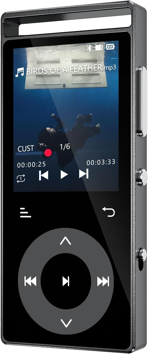 90GB MP3 Player Bluetooth 5.3, HiFi Sound Music Player with Touch Buttons | MP3 Players with Built-in Color Screen, E-Books, Earphones Included