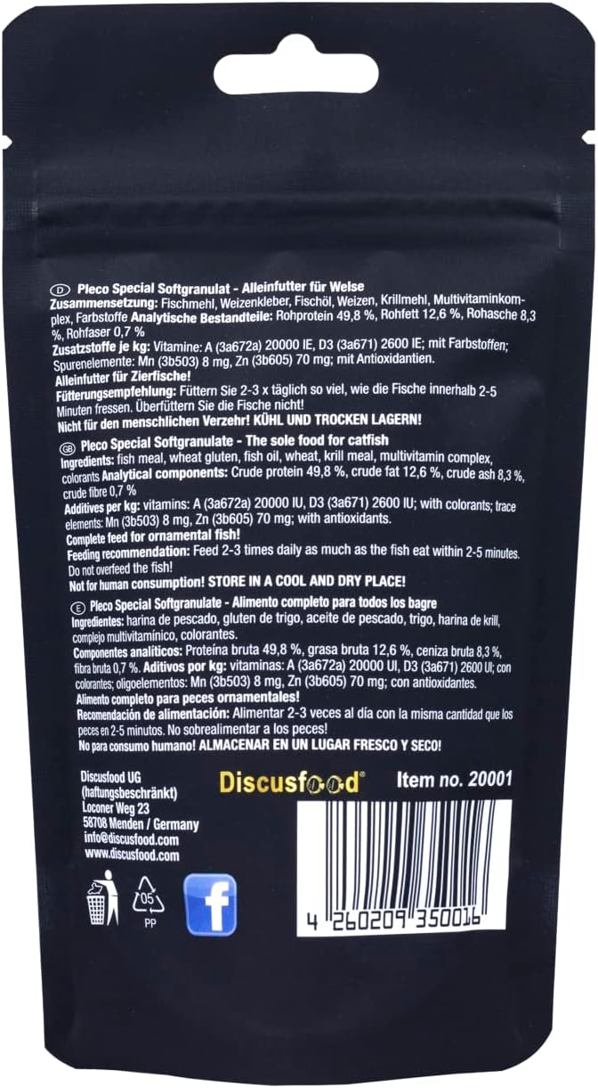 Discusfood Pleco Special Soft Premium Fish Food (80g)