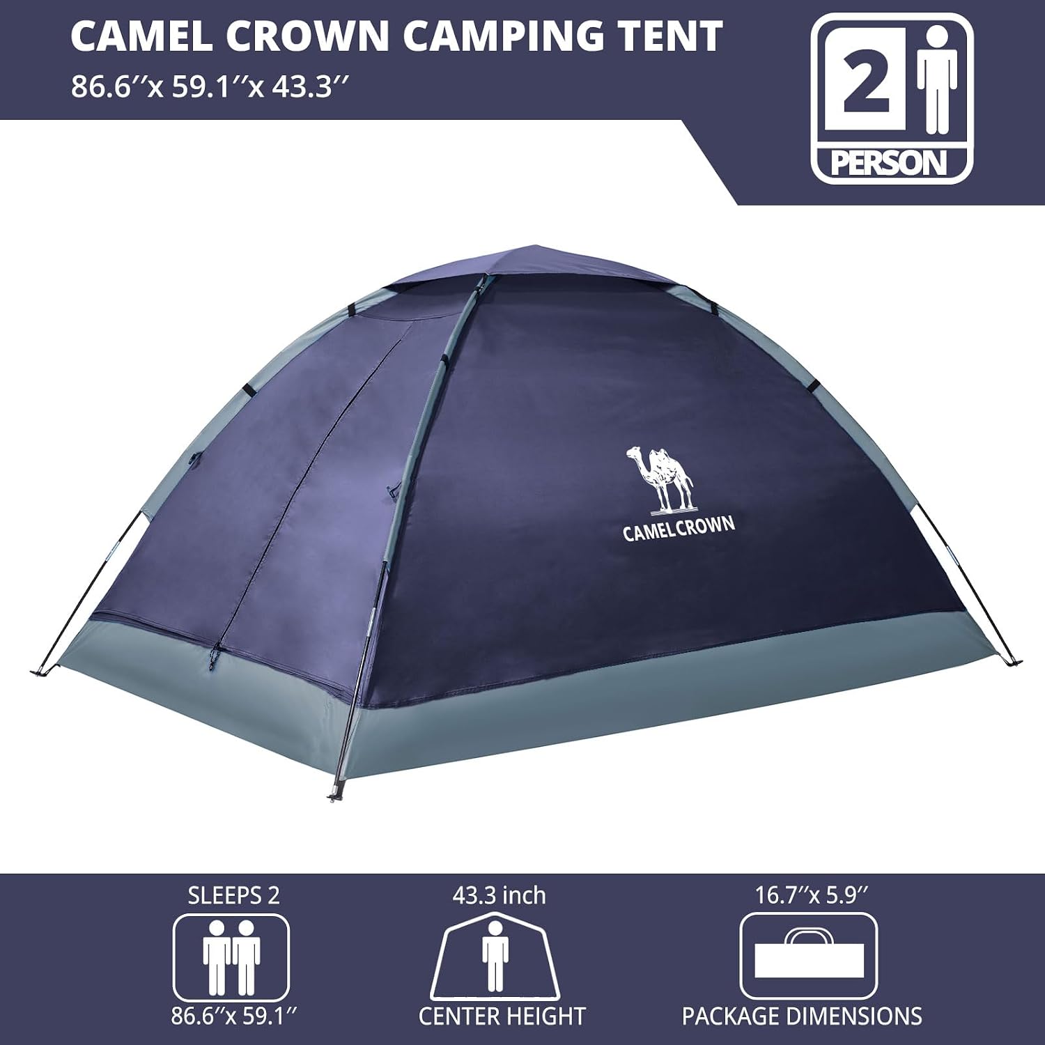 CAMEL CROWN Tents for Camping 2/3/4/5 Person Camping Dome Tent, Waterproof,Spacious, Lightweight Portable Backpacking Tent for Outdoor Camping/Hiking