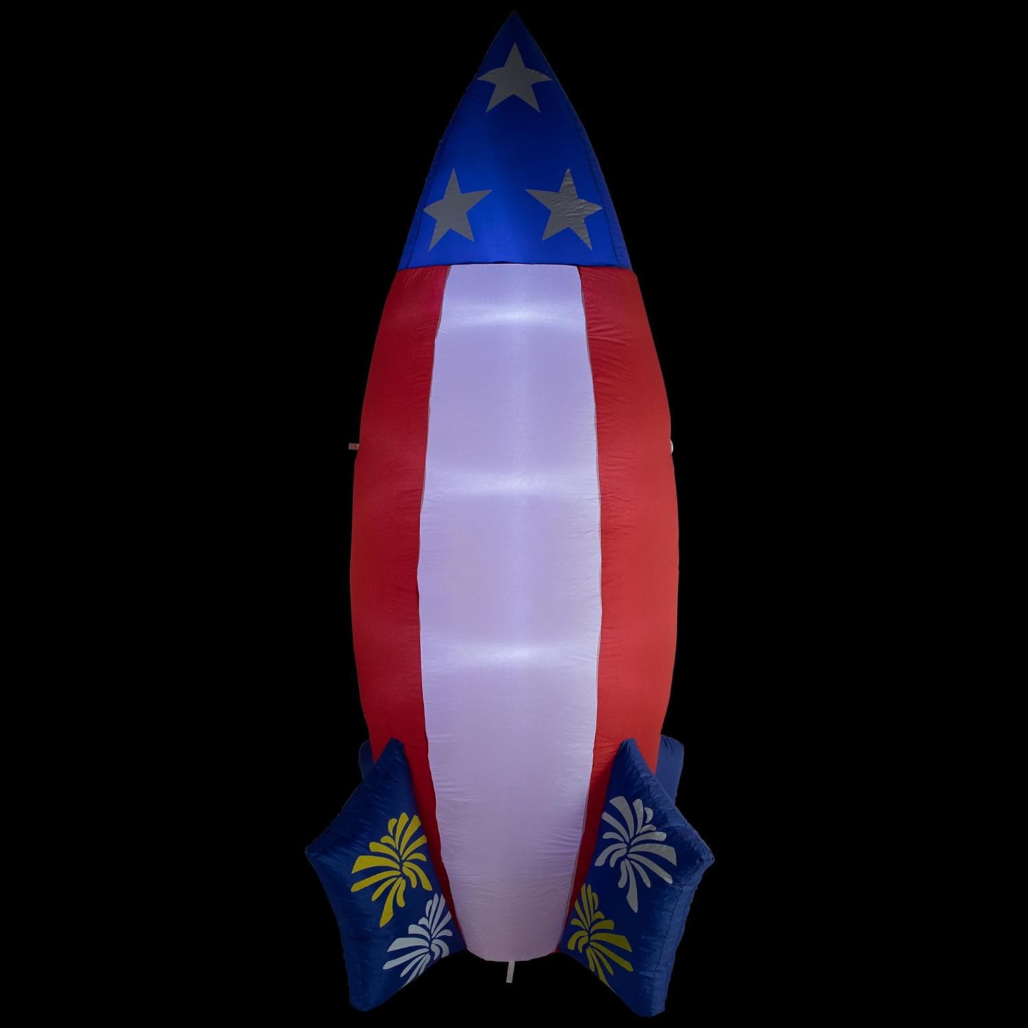LED Lighted Inflatable Americana Rocket Outdoor Decoration - 8' - Clear Lights