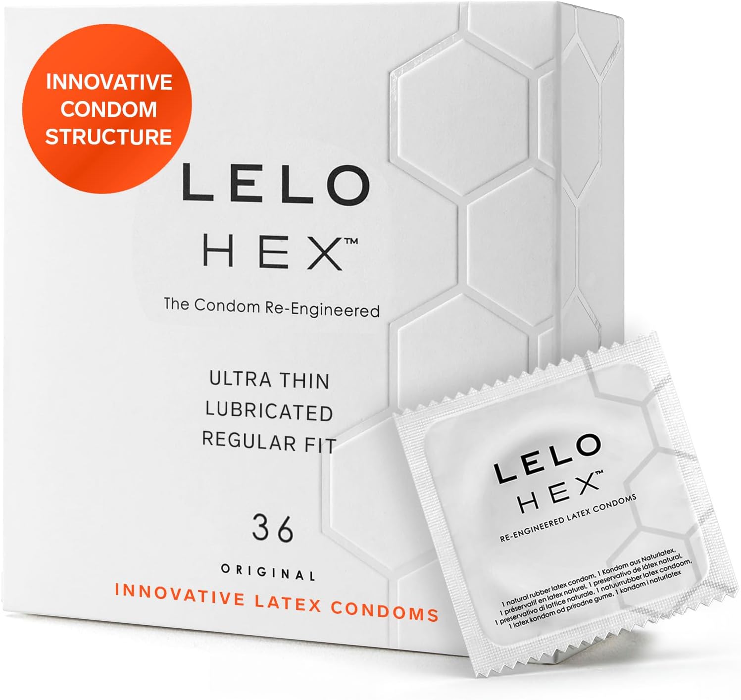 LELO HEX Original - Ultra Thin Condoms, Increased Strength, 12 Pack | This ultra thin condom offers increased strength without reducing sensation, for comfortable, reliable protection.