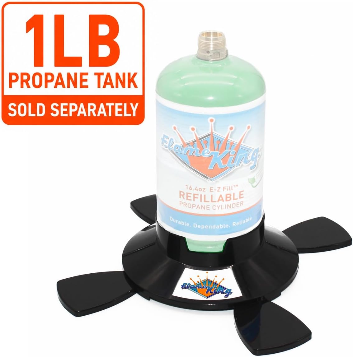 Flame King YSN1LBB Propane Base for 1LB and 1/2LB Propane Canisters for Safety and Stability