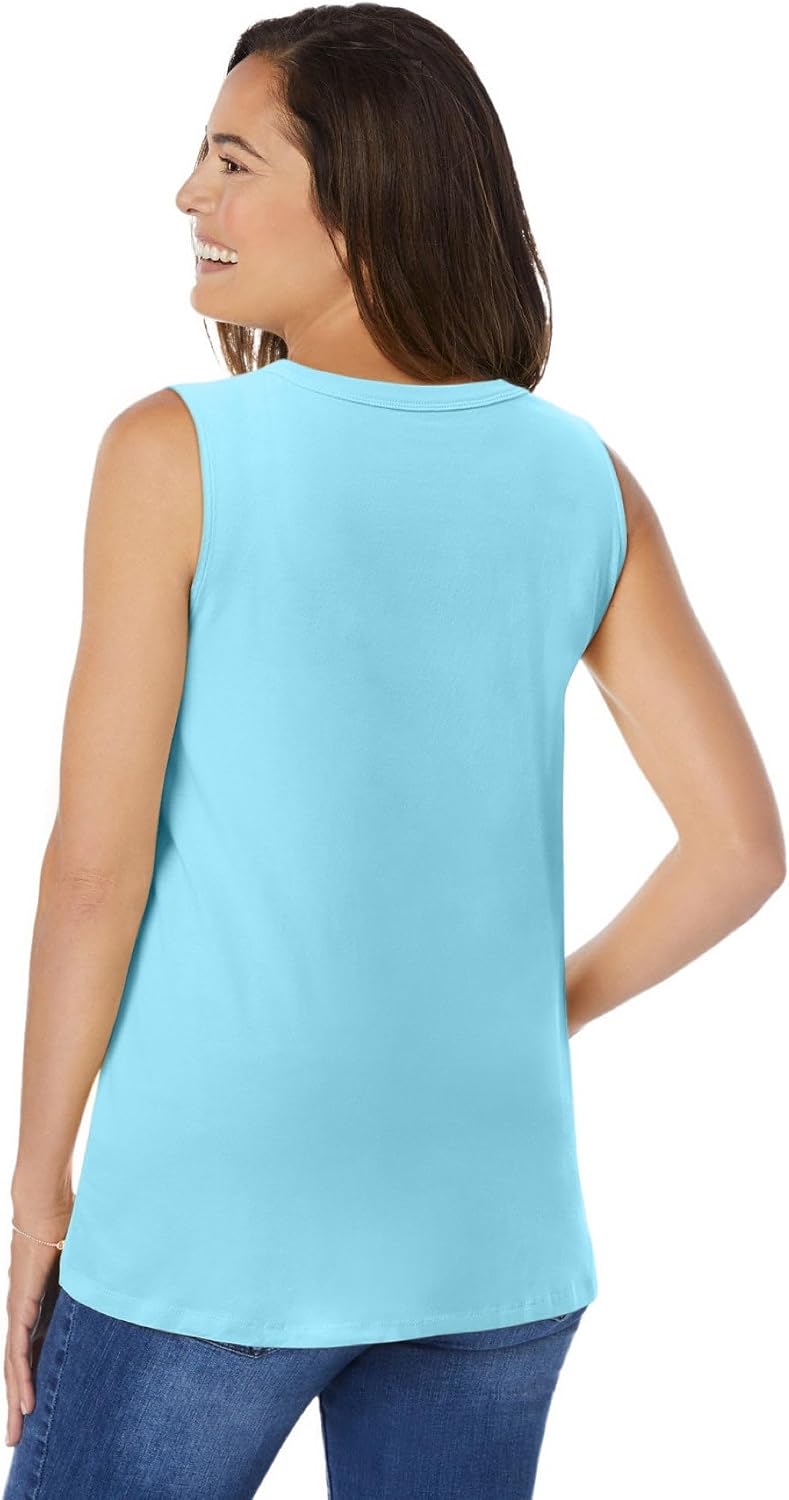 Woman Within Perfect Sleeveless Shirred V-Neck Tunic