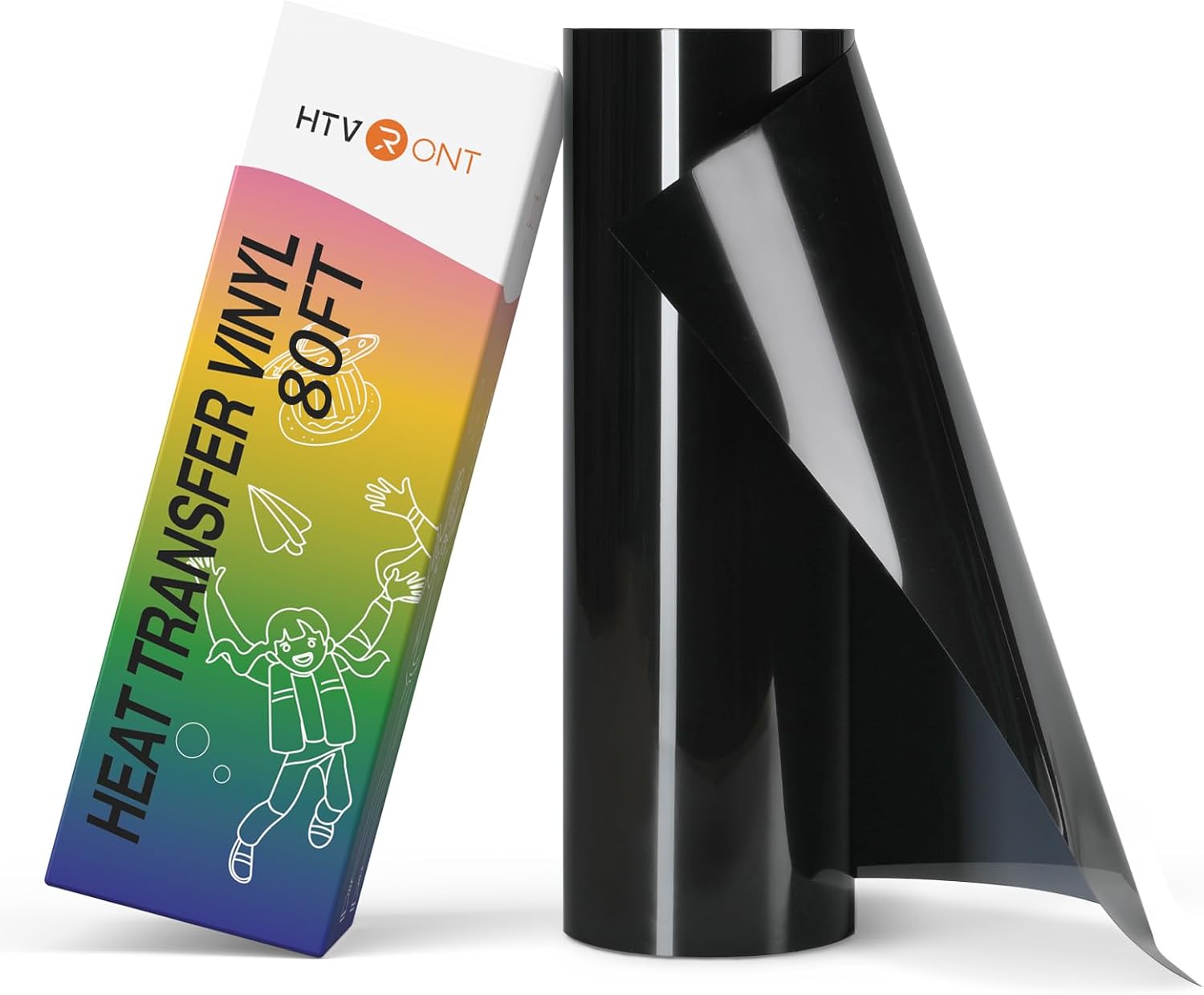 HTVRONT HTV Roll Heat Transfer Vinyl - 12" x 8ft Black HTV Vinyl for Shirts