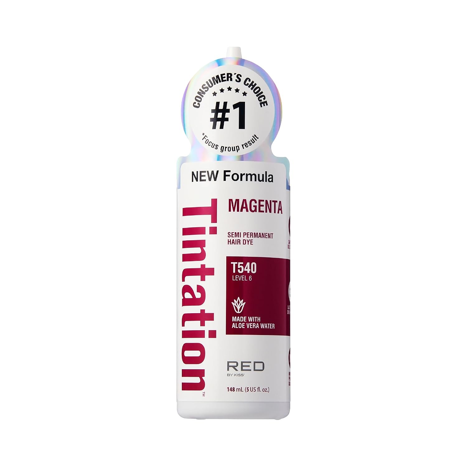 Red by Kiss Tintation Semi-Permanent Hair Color, Aloe Vera Water Based, Argan Oil, Olive Oil, Collagen & Keratin, Long-Lasting Color Dye (Honey Brown, 5 Fl Oz)