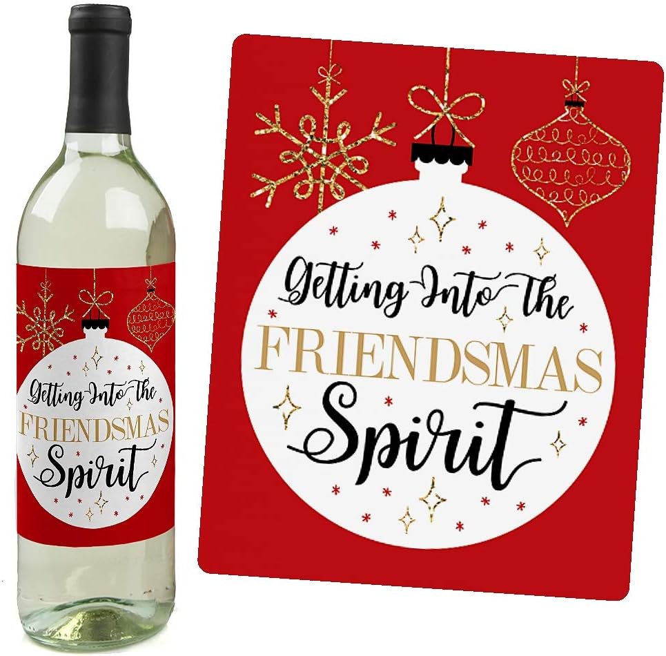 Big Dot of Happiness Ugly Sweater - Holiday and Christmas Wine Bottle Label Stickers - Set of 4